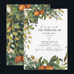 Orangefarbene Hochzeit Save The Date<br><div class="desc">Orangefarbene Zitrusfrüchte Blumen und Blattwerk Hochzeit speichern Sie die Datumskarte. Schöne handgedruckte Aquarellfarben mit floralen Aquarellen und moderner Schriftzeichen.</div>