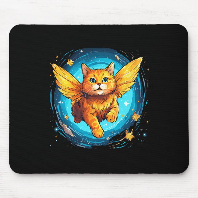 Orangefarbene Ingwerkatze mit Schmetterlingsflügel Mousepad (Vorne)