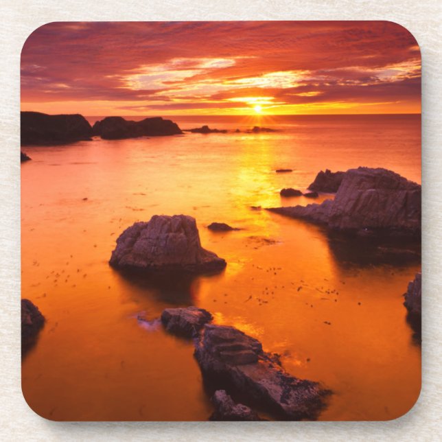 Orangefarbene Jahreszeit, Sonnenuntergang, Kalifor Untersetzer (Vorderseite)