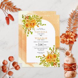Orangefarbene Kakteen Blume Hochzeit Terracotta Einladung