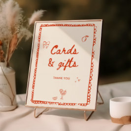 Orangefarbene Karten und Geschenke im italienische Poster