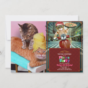 Orangefarbene Katze, die eine Massage durch eine K Einladung