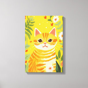 Orangefarbene Katze im Garten Leinwanddruck