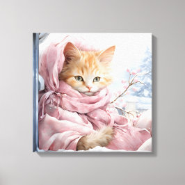 Orangefarbene Katze in einem Fenster Leinwanddruck