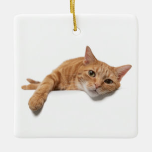 Orangefarbene Katze Keramikornament