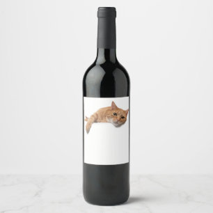 Orangefarbene Katze Weinetikett