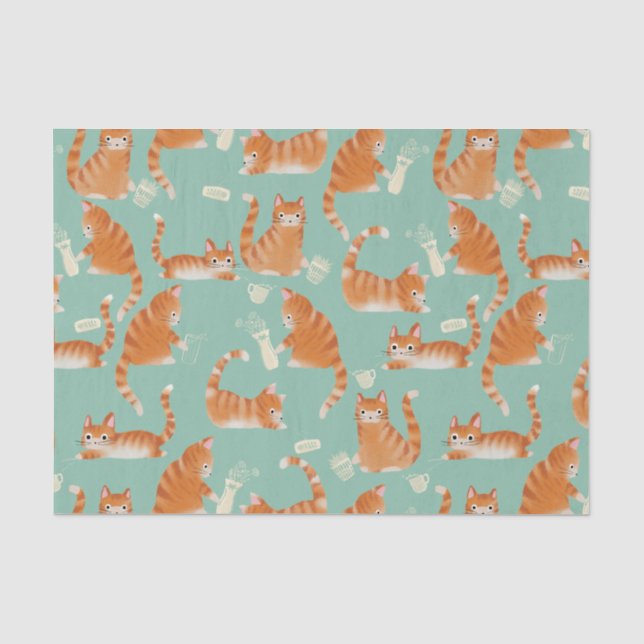 Orangefarbene Katzen, die sich über die Orange Tab Seidenpapier (Vorderseite)