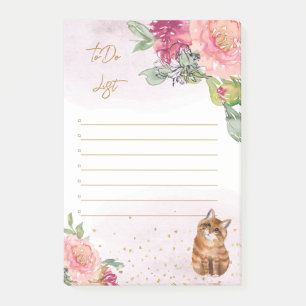 Orangefarbene Katzen und Blume Mädchen zu Do-List Post-it Klebezettel