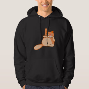 Orangefarbene Katzenleder und erhöhte ihren Hahnen Hoodie