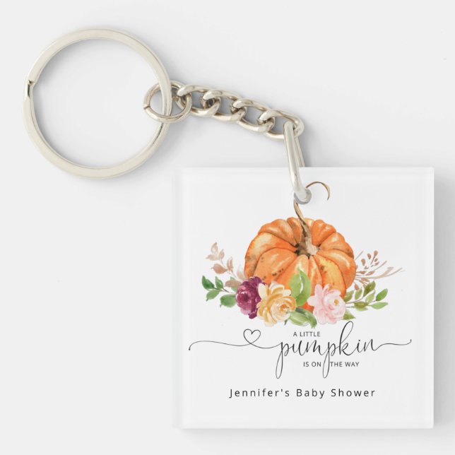 Orangefarbene kleine Kürbis Babydusche Akryllische Schlüsselanhänger (Vorderseite)