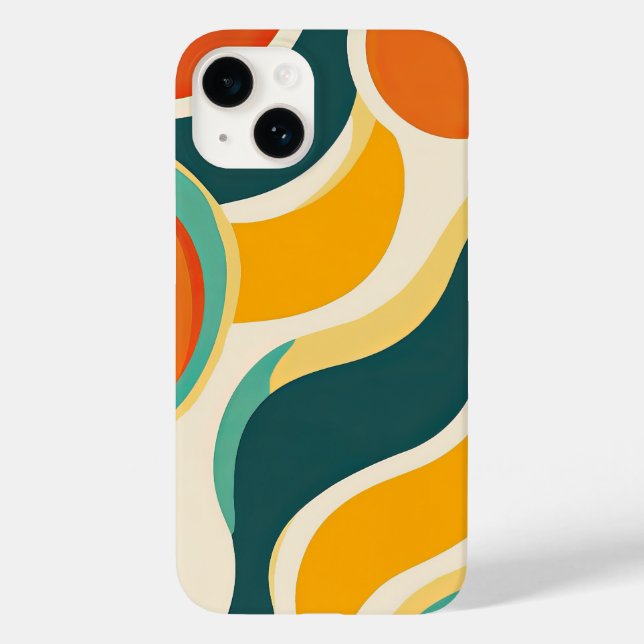 Orangefarbene Kreise und Farbstreifen Case-Mate iPhone 14 Hülle (Rückseite)
