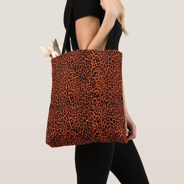Orangefarbene Leopardendrucktasche Tasche (Von Nahem)