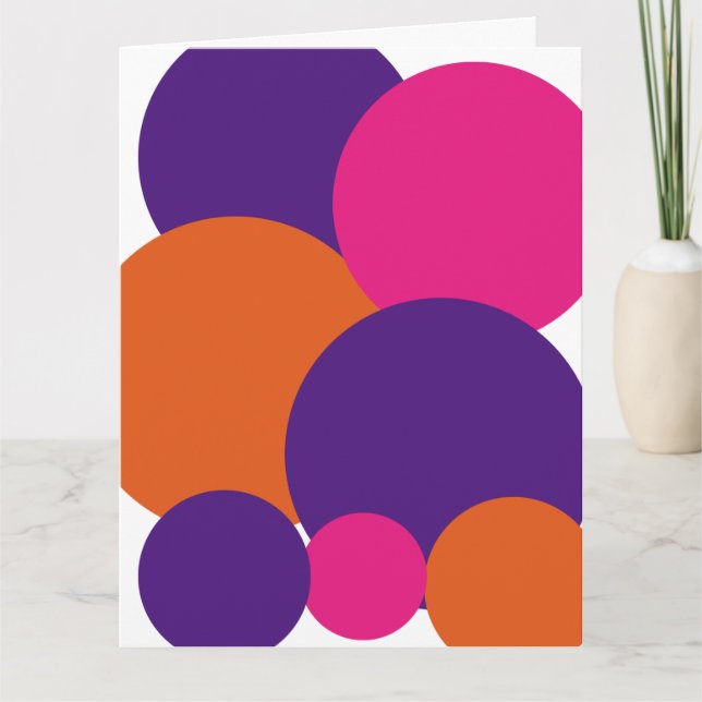Orangefarbene, Lila und Hot-Pink-Polka-Punkte Karte (Vorderseite)