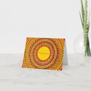 Orangefarbene Mandala-Dankeschön-Karte gefaltet