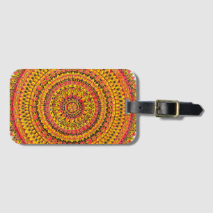 Orangefarbene Mandala Originalkunst Gepäckanhänger