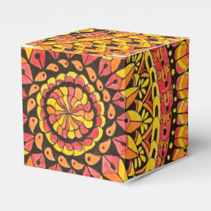 Orangefarbene Mandala Originalkunst Geschenkschachtel