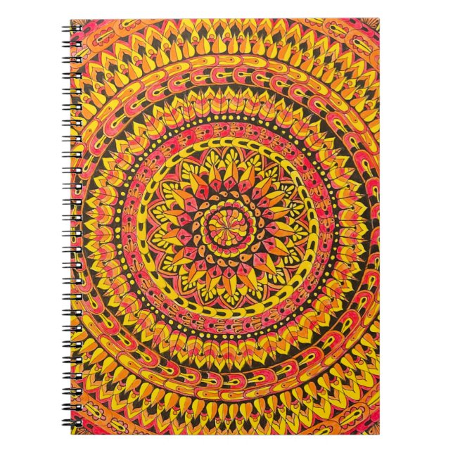 Orangefarbene Mandala Originalkunst  Notizblock (Vorderseite)