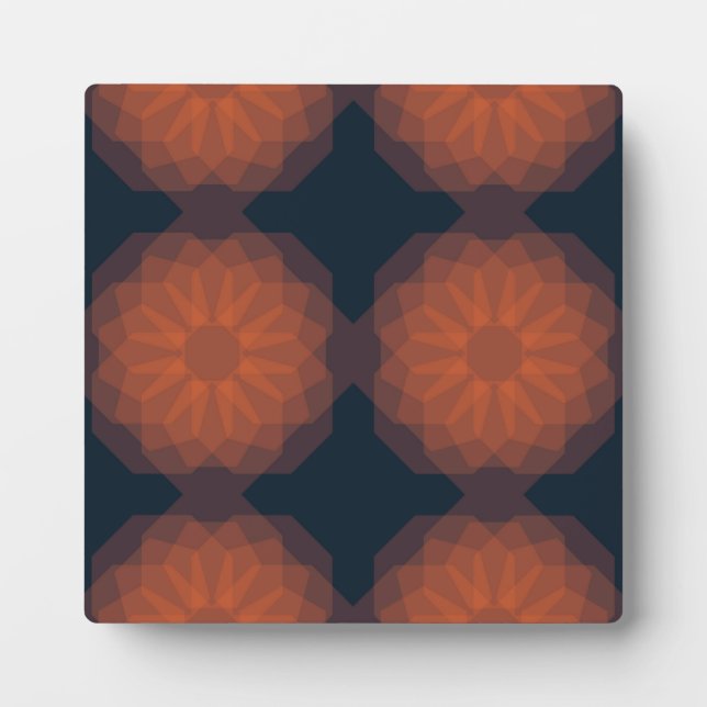Orangefarbene, moderne geometrische Blume Fotoplatte (Vorderseite)