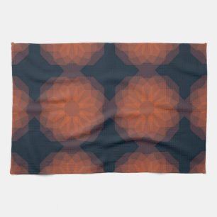Orangefarbene, moderne geometrische Blume Geschirrtuch