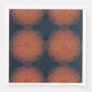 Orangefarbene, moderne geometrische Blume Serviette