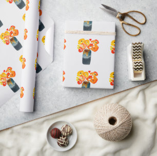 Orangefarbene Mohn-Blume Geschenkpapier