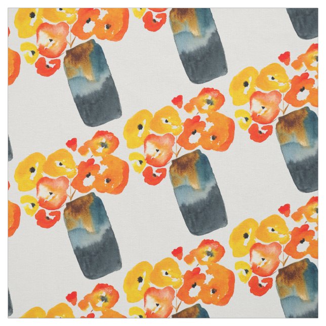 Orangefarbene Mohn-Blume Stoff (Muster)