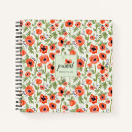Orangefarbene Mohnblumen Blume Wasserfarbiges Must Notizbuch