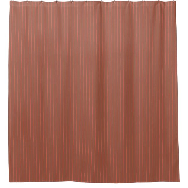 Orangefarbene Nadelstreifen Duschvorhang (Vorderseite)