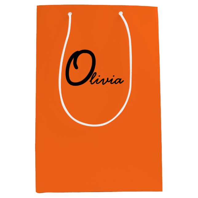 Orangefarbene Personalisierte Gastgeschenk-Bags Mittlere Geschenktüte (Vorderseite)