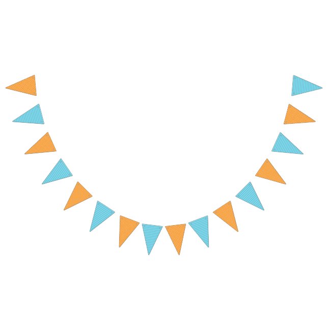 Orangefarbene Polka-Dosen und blaue Streifen Wimpelkette (Alle)
