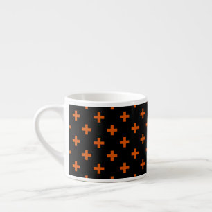 Orangefarbene Polka-Kreuze auf schwarz Espressotasse