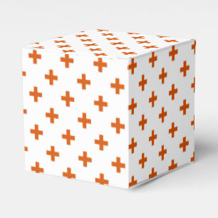 Orangefarbene Polka-Kreuze auf weiß Geschenkschachtel