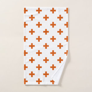 Orangefarbene Polka-Kreuze auf weiß Handtuch