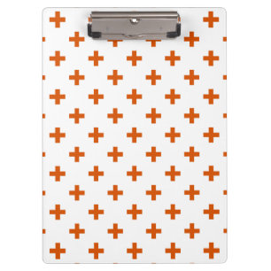 Orangefarbene Polka-Kreuze auf weiß Klemmbrett