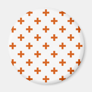 Orangefarbene Polka-Kreuze auf weiß Magnet