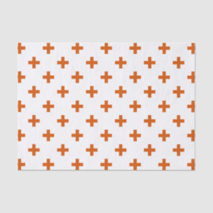 Orangefarbene Polka-Kreuze auf weiß Seidenpapier