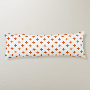 Orangefarbene Polka-Kreuze auf weiß Seitenschläferkissen