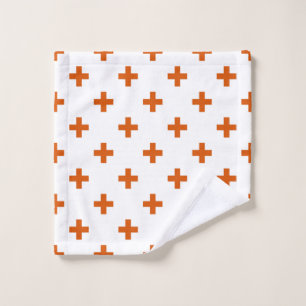 Orangefarbene Polka-Kreuze auf weiß Waschlappen