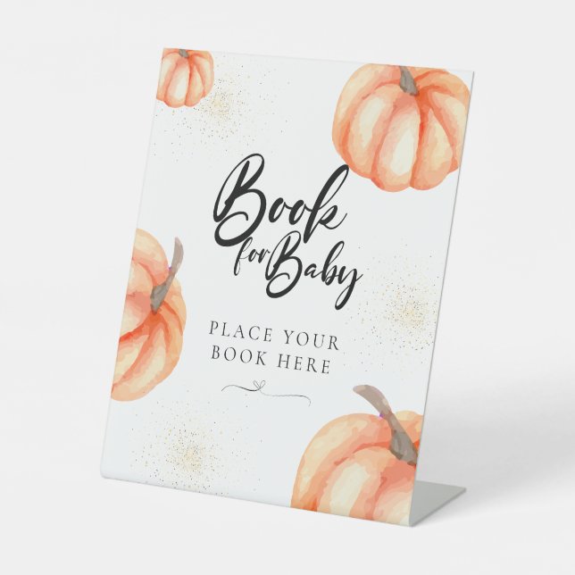 Orangefarbene Pumpkantbücher für Babysignatur Sockelschild (Vorderseite)
