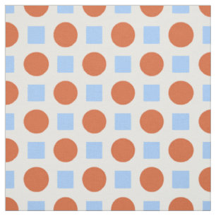 Orangefarbene Punkte und blaue Quadrate Stoff