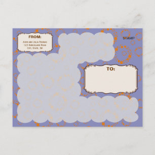 Orangefarbene Quadrate Lila Muster Schwindel Künst Postkarte