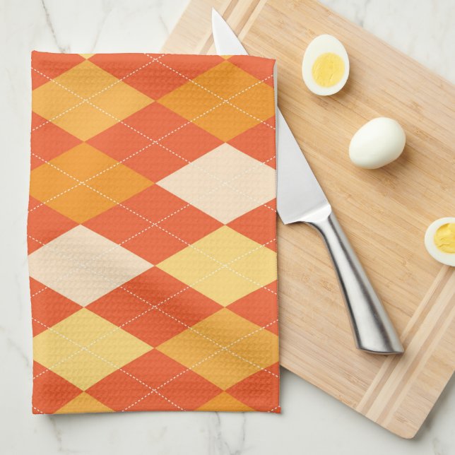 Orangefarbene Raute Handtuch (Viertel Falte)