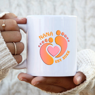 Orangefarbene rosa Babyfüße-Tasse für Oma Kaffeetasse
