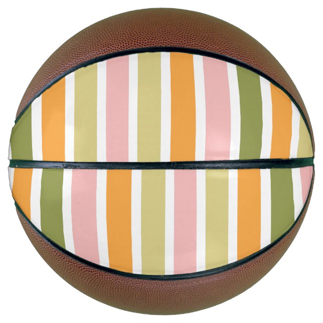 Orangefarbene Rosa Gold und grüne Streifen Basketball (Vorderseite)