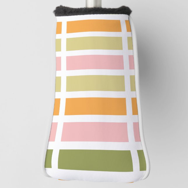 Orangefarbene Rosa Gold und grüne Streifen Golf Headcover (Rotieren 90)