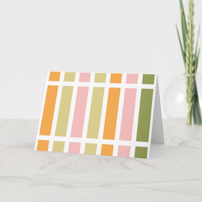 Orangefarbene Rosa Gold und grüne Streifen Karte (Vorderseite)