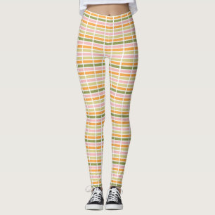 Orangefarbene Rosa Gold und grüne Streifen Leggings