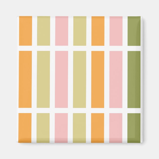 Orangefarbene Rosa Gold und grüne Streifen Magnet (Vorne)