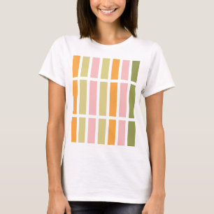 Orangefarbene Rosa Gold und grüne Streifen T-Shirt