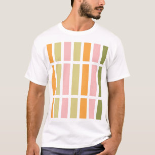 Orangefarbene Rosa Gold und grüne Streifen T-Shirt
